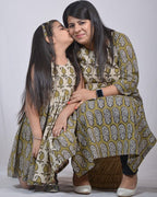 Mustard block print straight  Mother Daughter Twinning