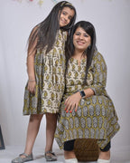 Mustard block print straight  Mother Daughter Twinning