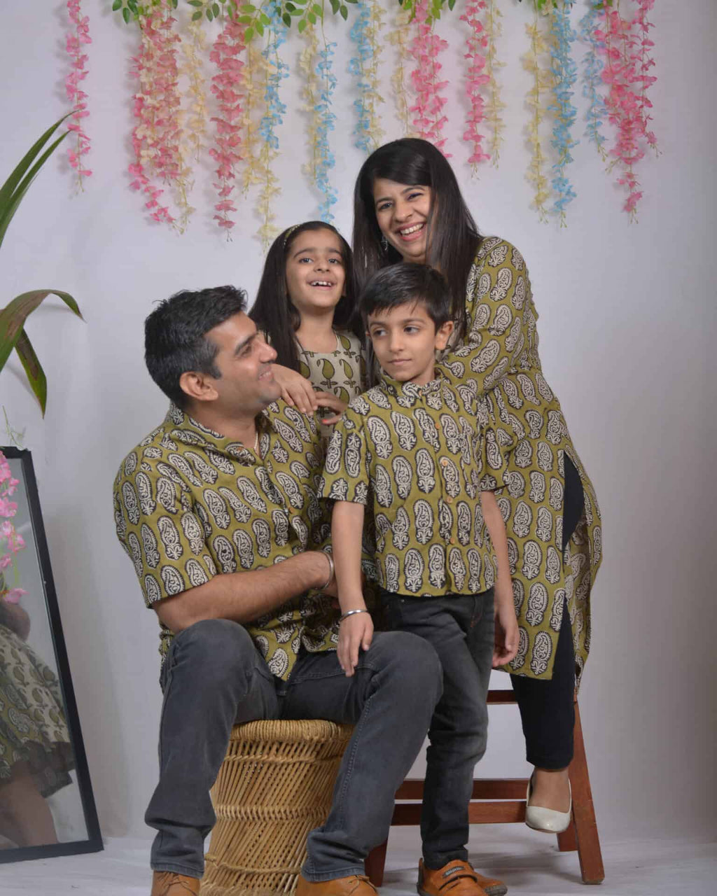 Mustard Block Print Family Set