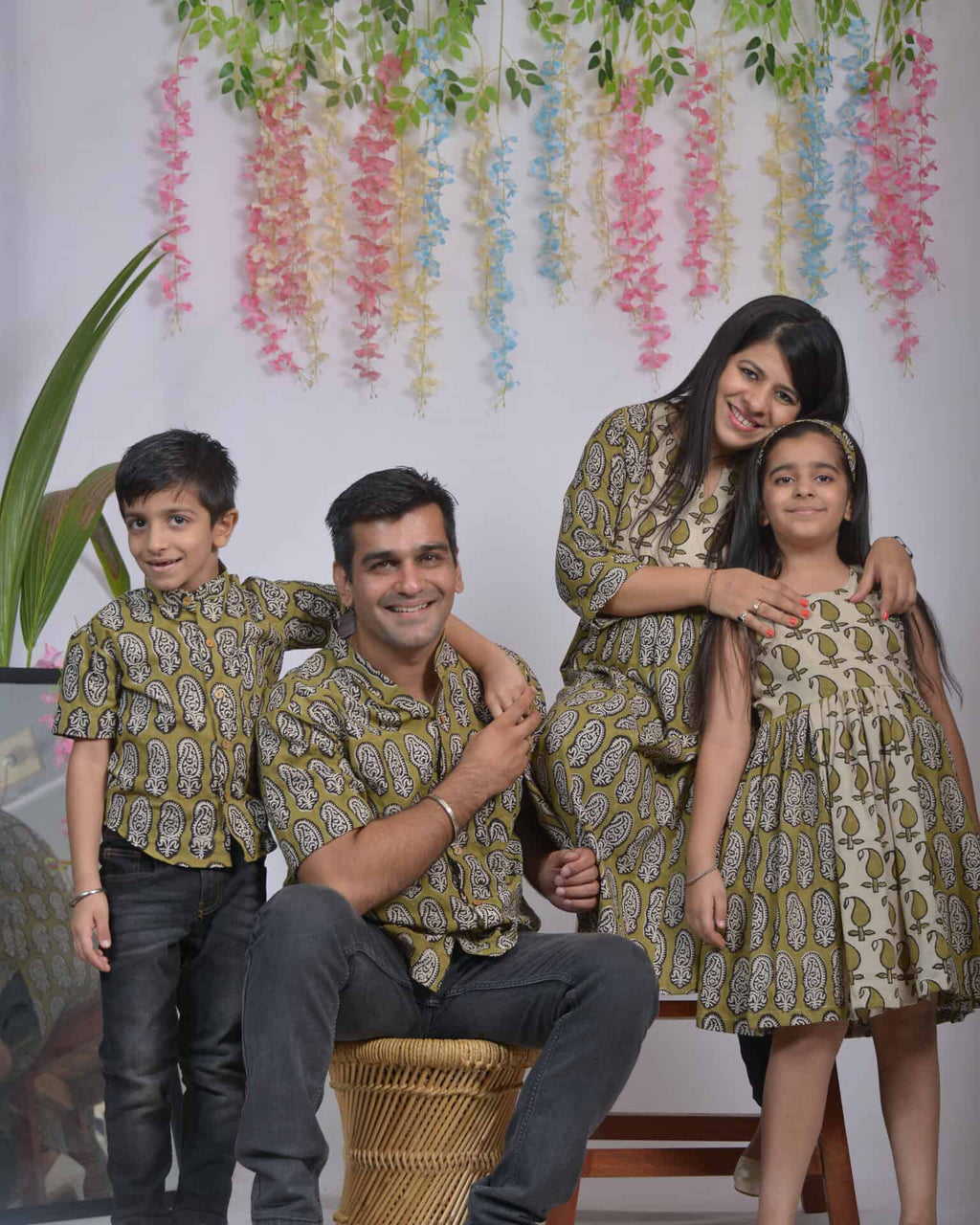 Mustard Block Print Family Set