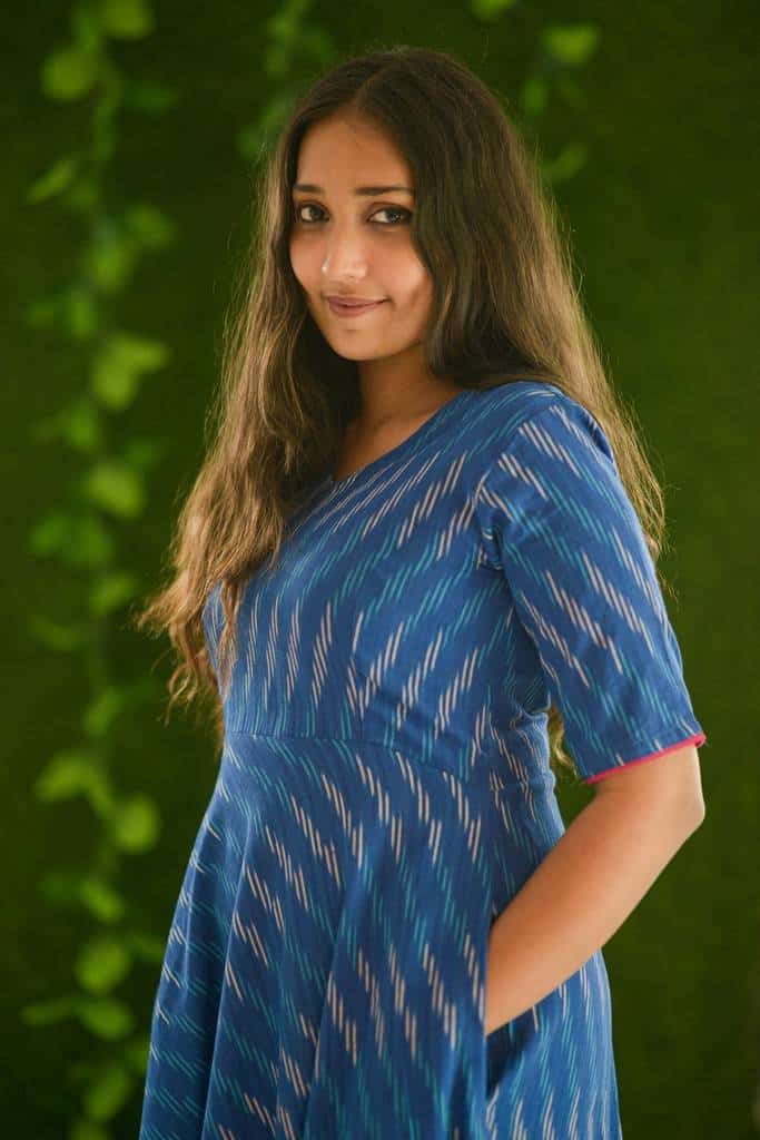 Royal Blue Ikat Flared Dress Secondary image