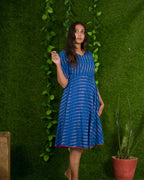 Royal Blue Ikat Flared Dress