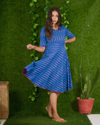 Royal Blue Ikat Flared Dress