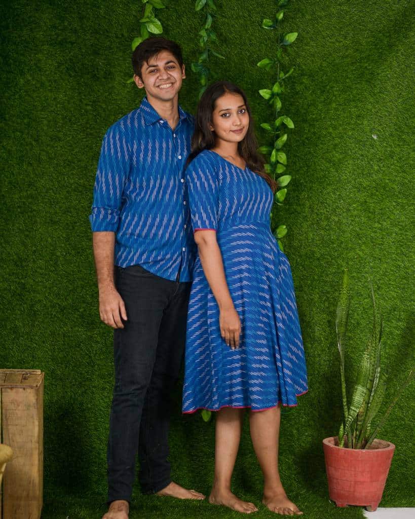 Royal Blue Ikat Family Dress