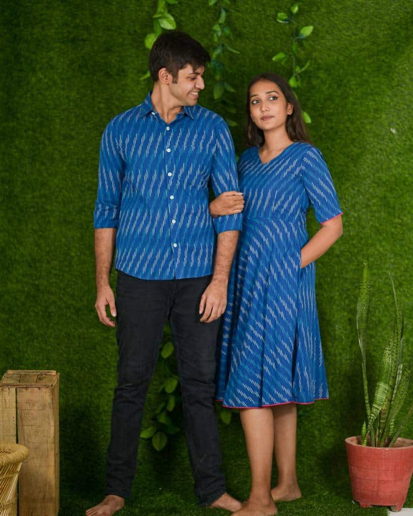 Royal Blue Ikat Couple Dress