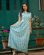 SeaGreen Ikat Maxi Nursing Dress