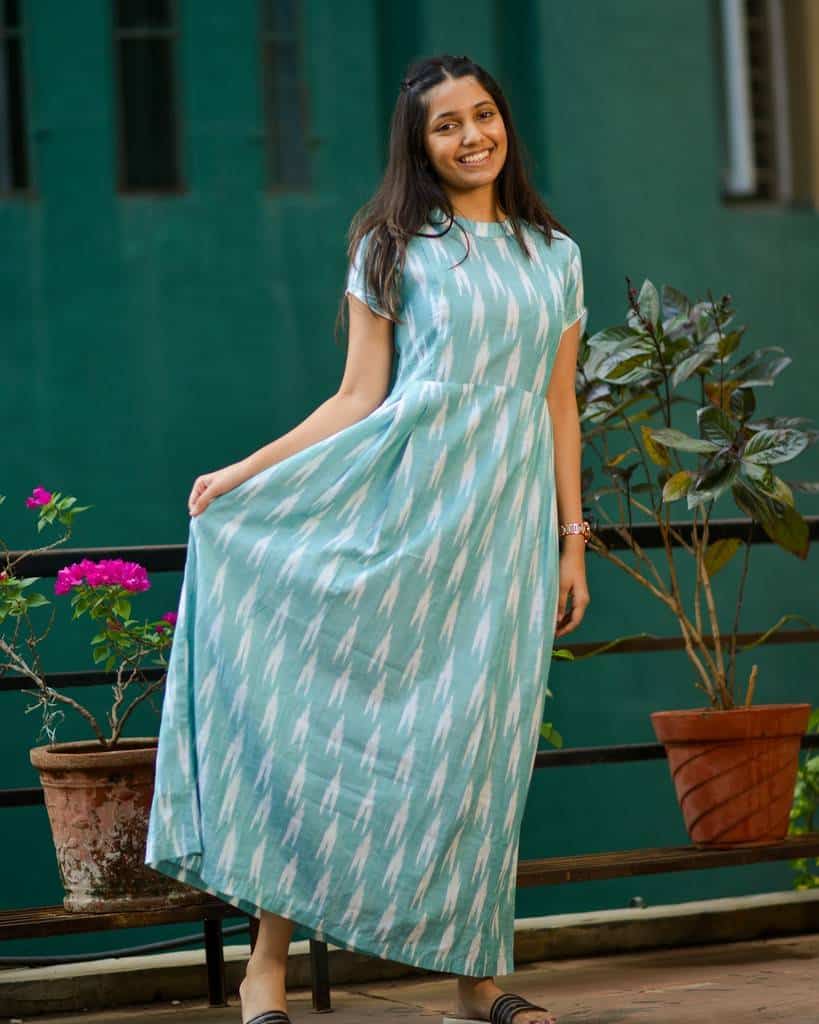 SeaGreen Ikat Maxi Nursing Dress