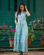 SeaGreen Ikat Maxi Nursing Dress