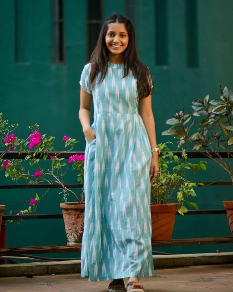 SeaGreen Ikat Maxi Nursing Dress