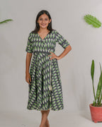 Dove Grey Ikat Angrakha Dress