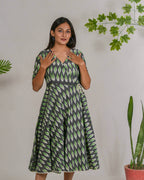 Dove Grey Ikat Angrakha Dress