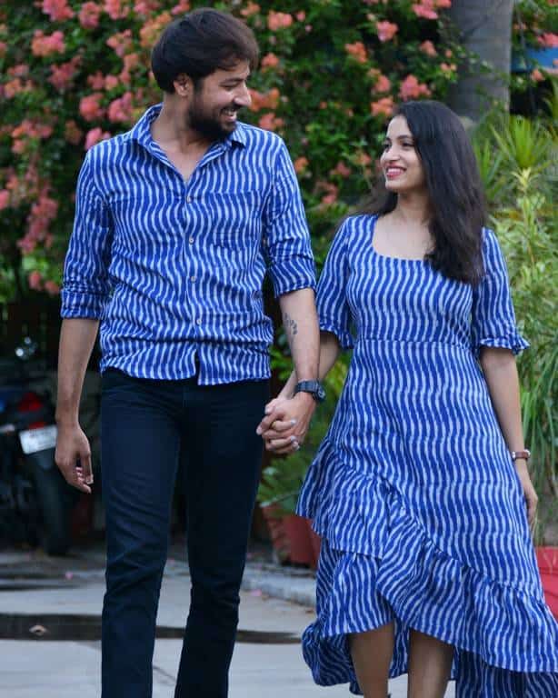 Swirl Blue Senorita Ikat Couple