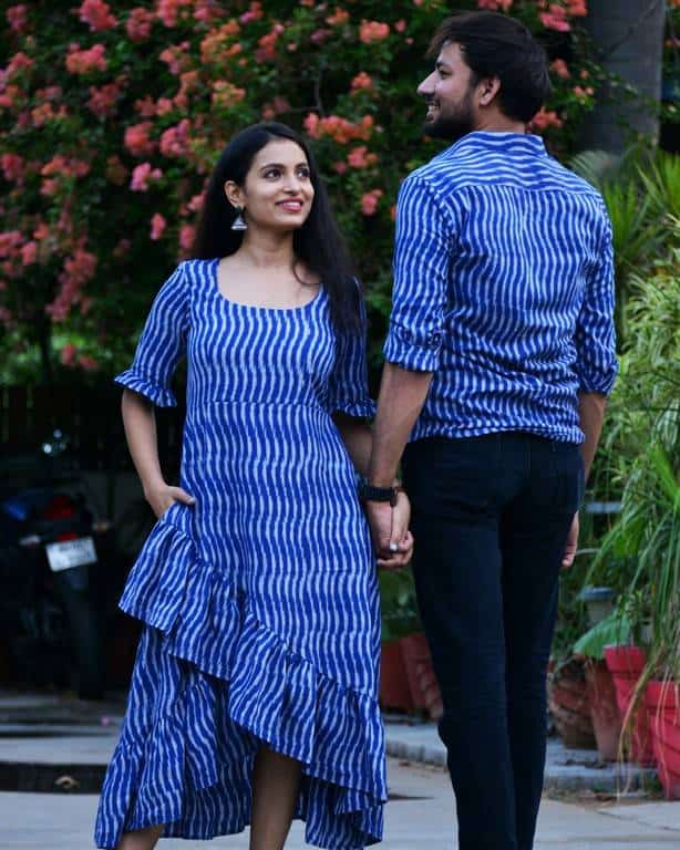 Swirl Blue Senorita Ikat Couple