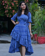 Swirl Blue Senorita Ikat Nursing Dress
