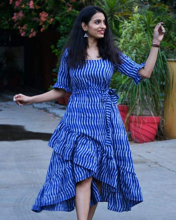 Swirl Blue Senorita Ikat Nursing Dress