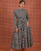 Tiered Black Forest Denim Cape Dress