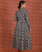 Tiered Black Forest Denim Cape Dress