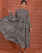 Tiered Black Forest Denim Cape Dress