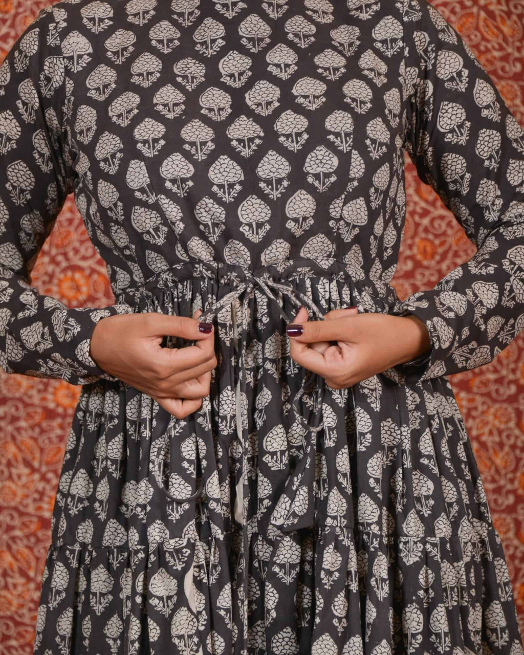 Tiered Black Forest Denim Cape Dress