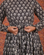 Tiered Black Forest Denim Cape Dress