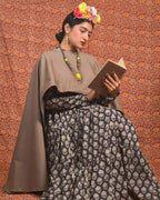 Tiered Black Forest Denim Cape Dress