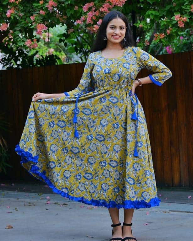 Yellow Pea Flower Frill Dress