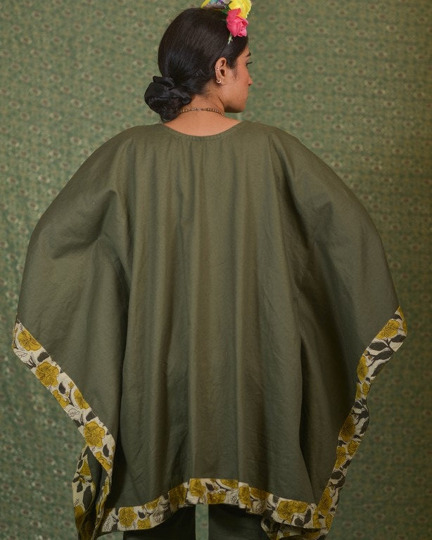Yellow Canes Olive Green Denim Co-Ord Set