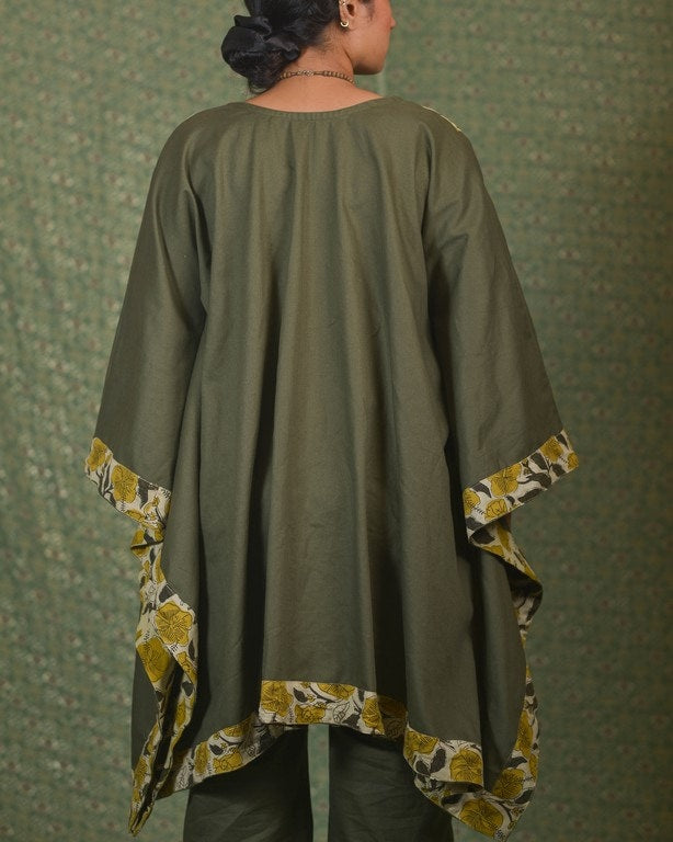 Yellow Canes Olive Green Denim Co-Ord Set