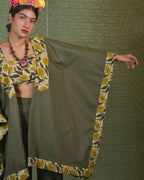 Yellow Canes Olive Green Denim Co-Ord Set