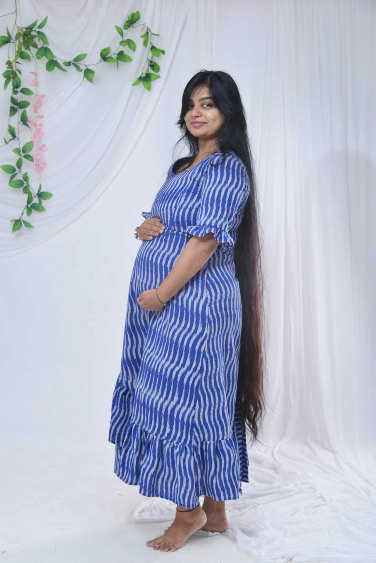 Swirl Blue Senorita Ikat Nursing Dress