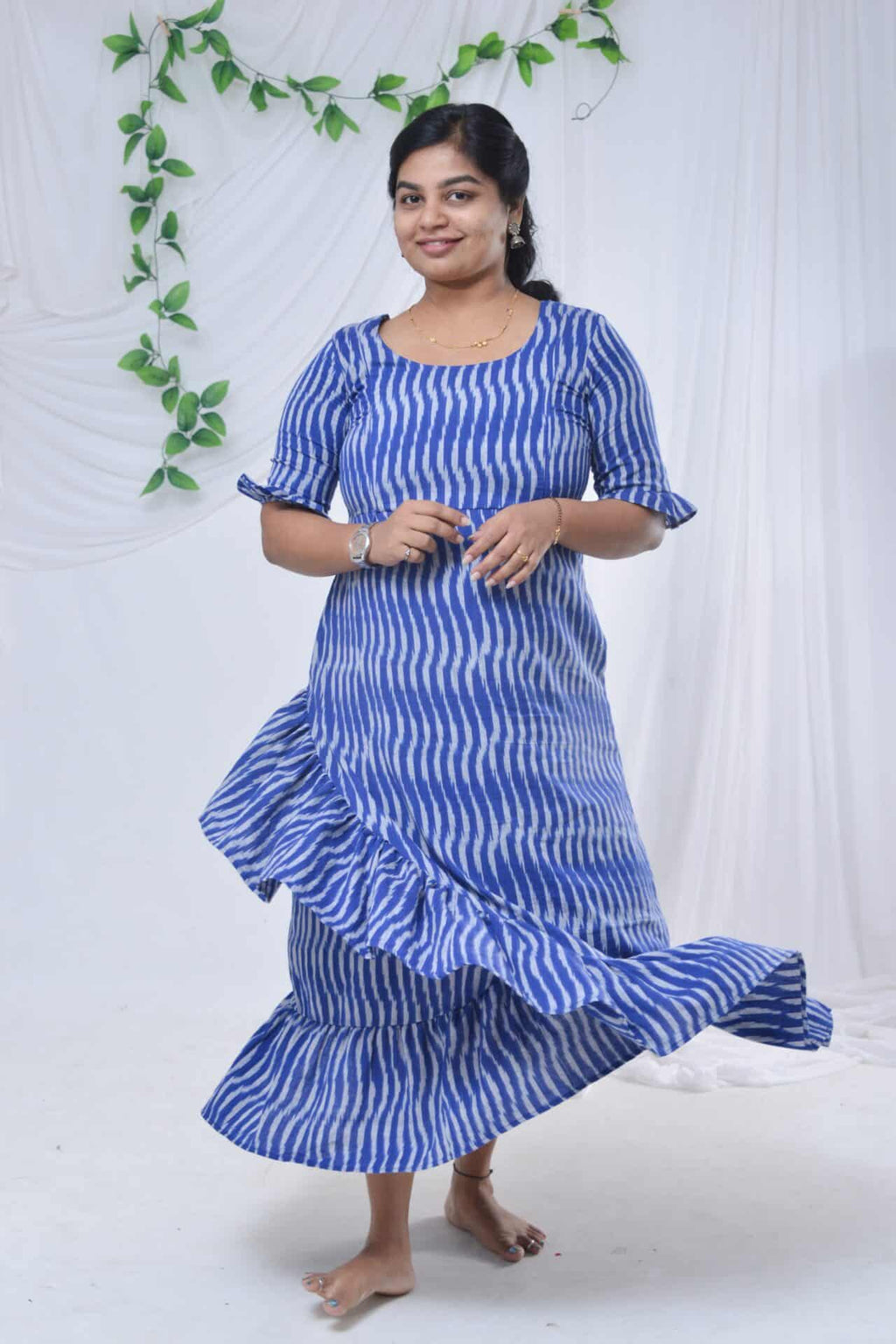 Swirl Blue Senorita Ikat Nursing Dress