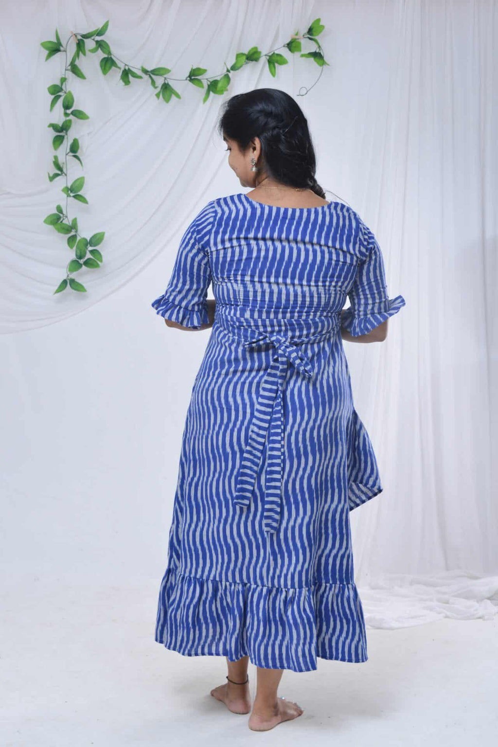 Swirl Blue Senorita Ikat Nursing Dress