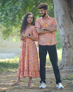Coral Pearl Frill Dress Couple