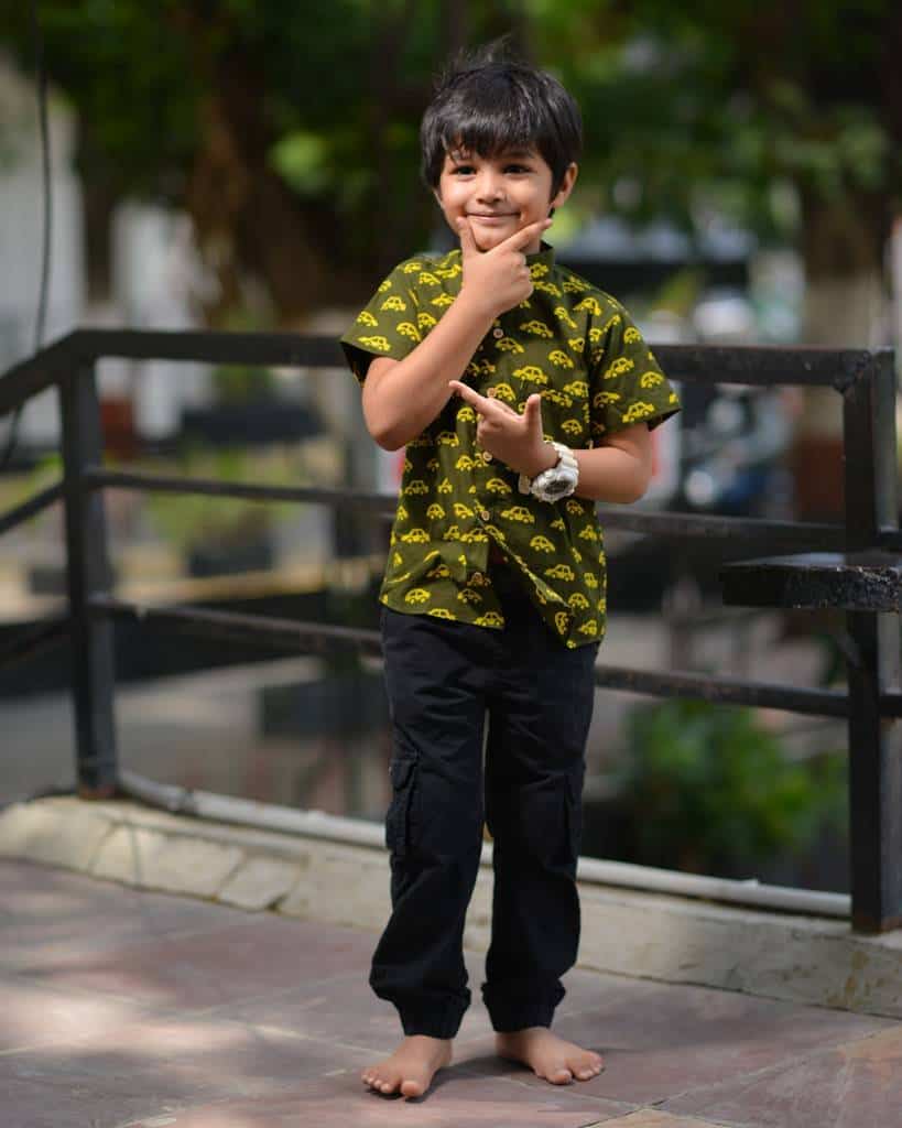 Green Car Print Kids Shirt