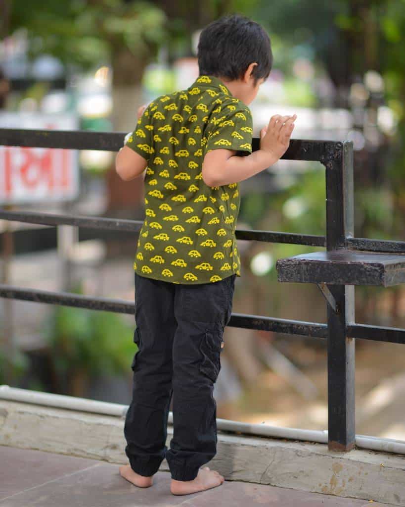 Green Car Print Kids Shirt