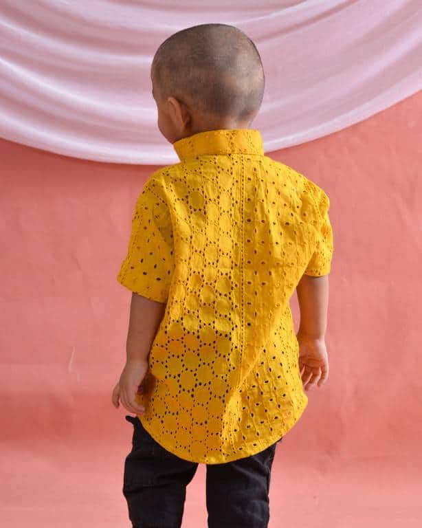 Sunbeam Yellow Cutwork Father Son Twinning