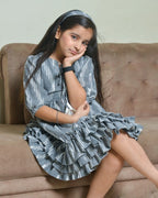 Grey blast kali Kids Dress