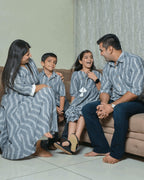 Grey Blast Kali Kurta Family Set