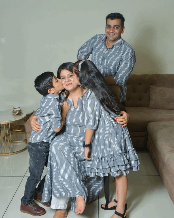 Grey Blast Kali Kurta Family Set