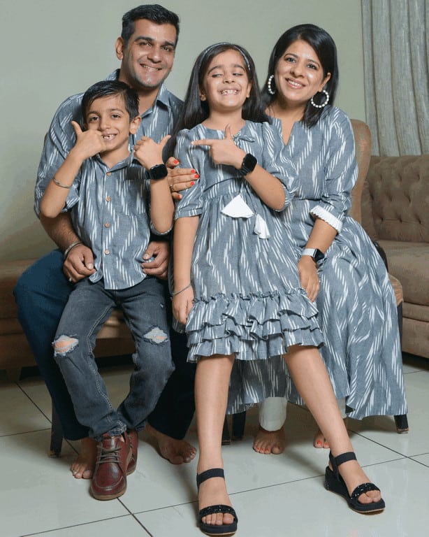 Grey Blast Kali Kurta Family Set