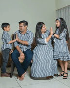 Grey Blast Kali Kurta Family Set