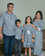 Grey Blast Kali Kurta Family Set