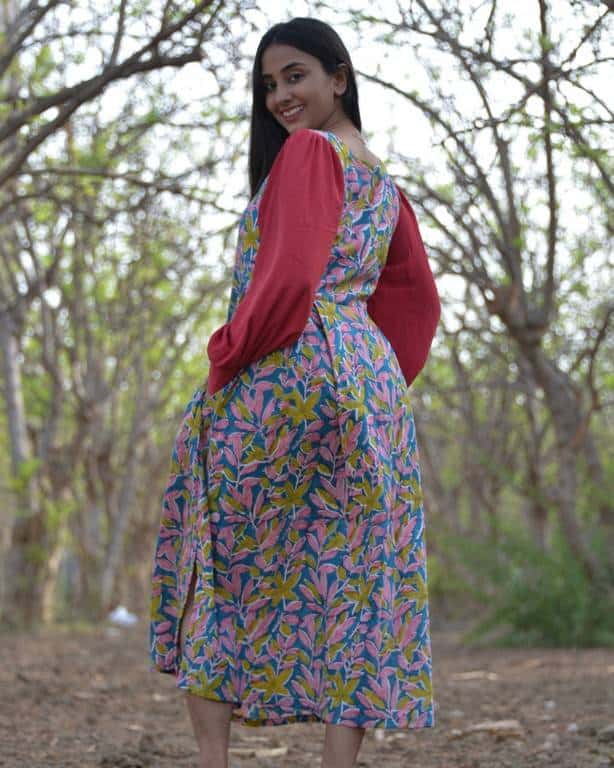 Tulip Vine Puffed Sleeve Nursing Dress