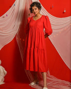 Cherry Red Tiered Dress