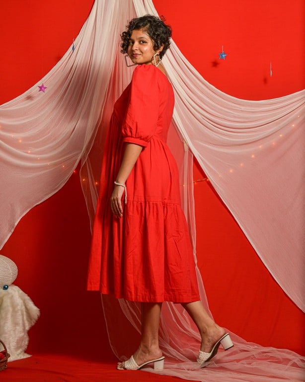 Cherry Red Tiered Dress