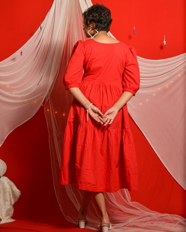 Cherry Red Tiered Dress