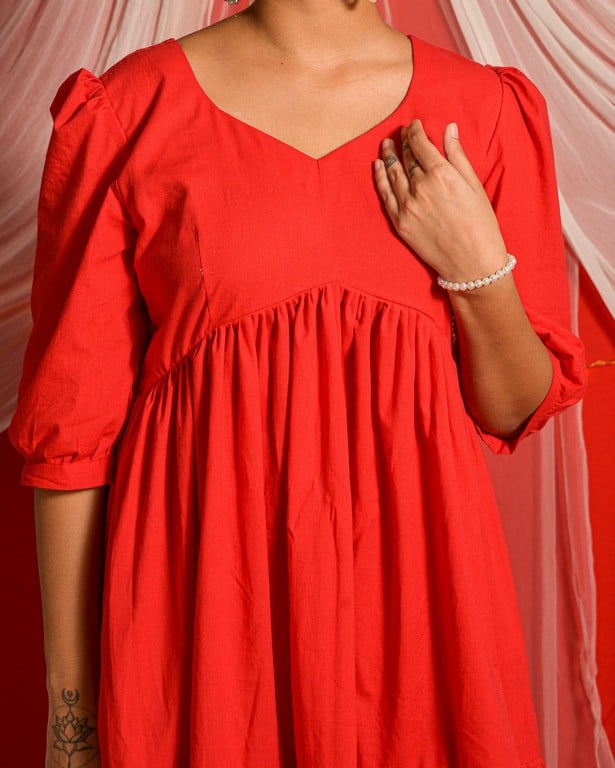 Cherry Red Tiered Dress