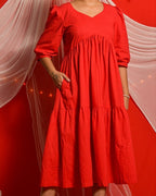 Cherry Red Tiered Dress