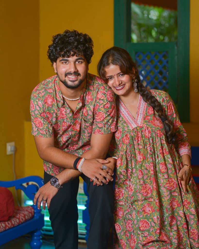 Basil Floral Kurta Couple Set
