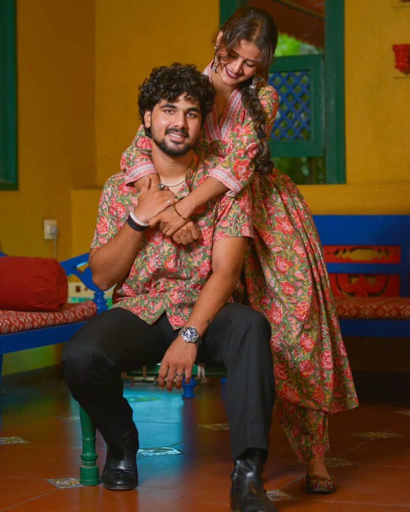 Basil Floral Kurta Couple Set